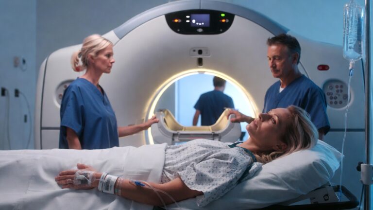 A patient being prepared for emergency CT Scan